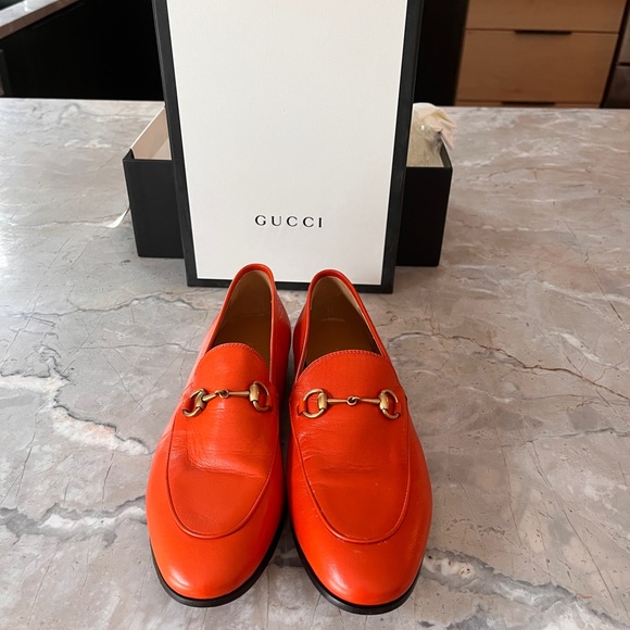 Gucci Shoes - Women's Orange Flat Jordaan Loafers